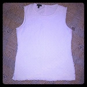 Talbots White Sleeveless Crochet Blouse